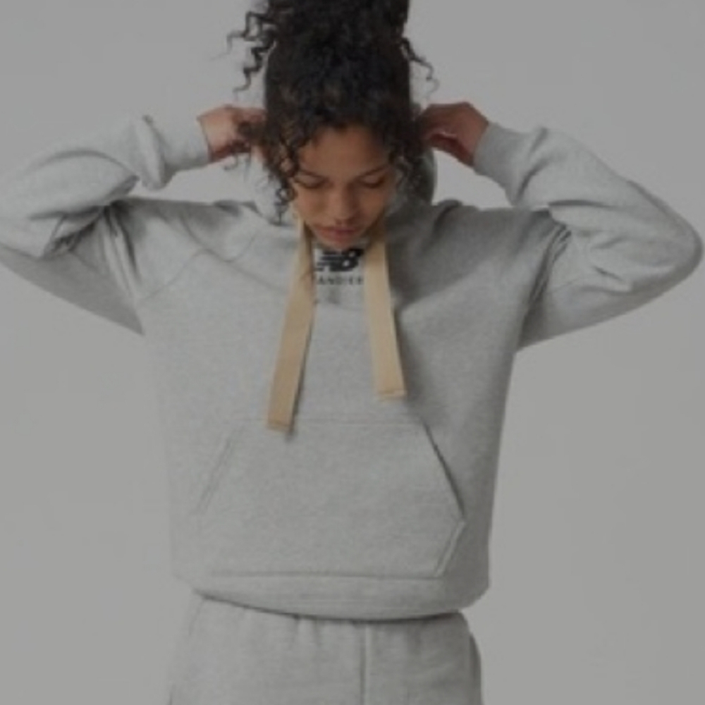 New Balance x Bandier Balance X Bandier Fleece Hooded Sweatshirt In Beige